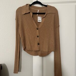 Free People Tan Ribbed Sweater